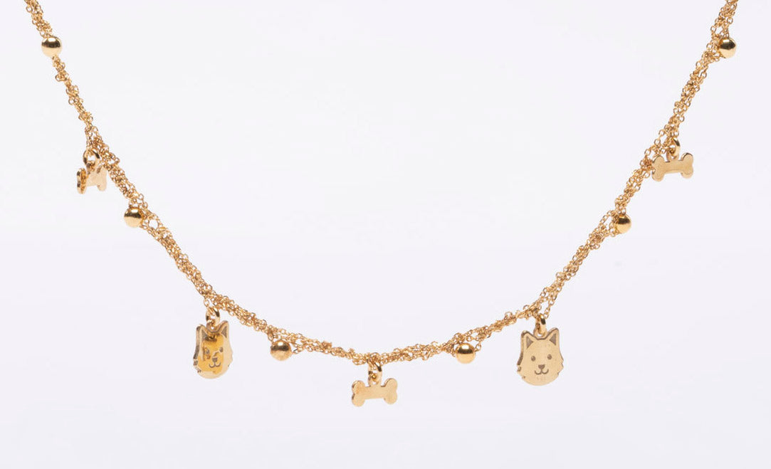 Necklace “Dog & Bone Charms” - 3 colors