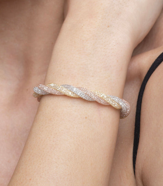 Bracelet “Crystal Torchon 3 Tubes” - tricolor