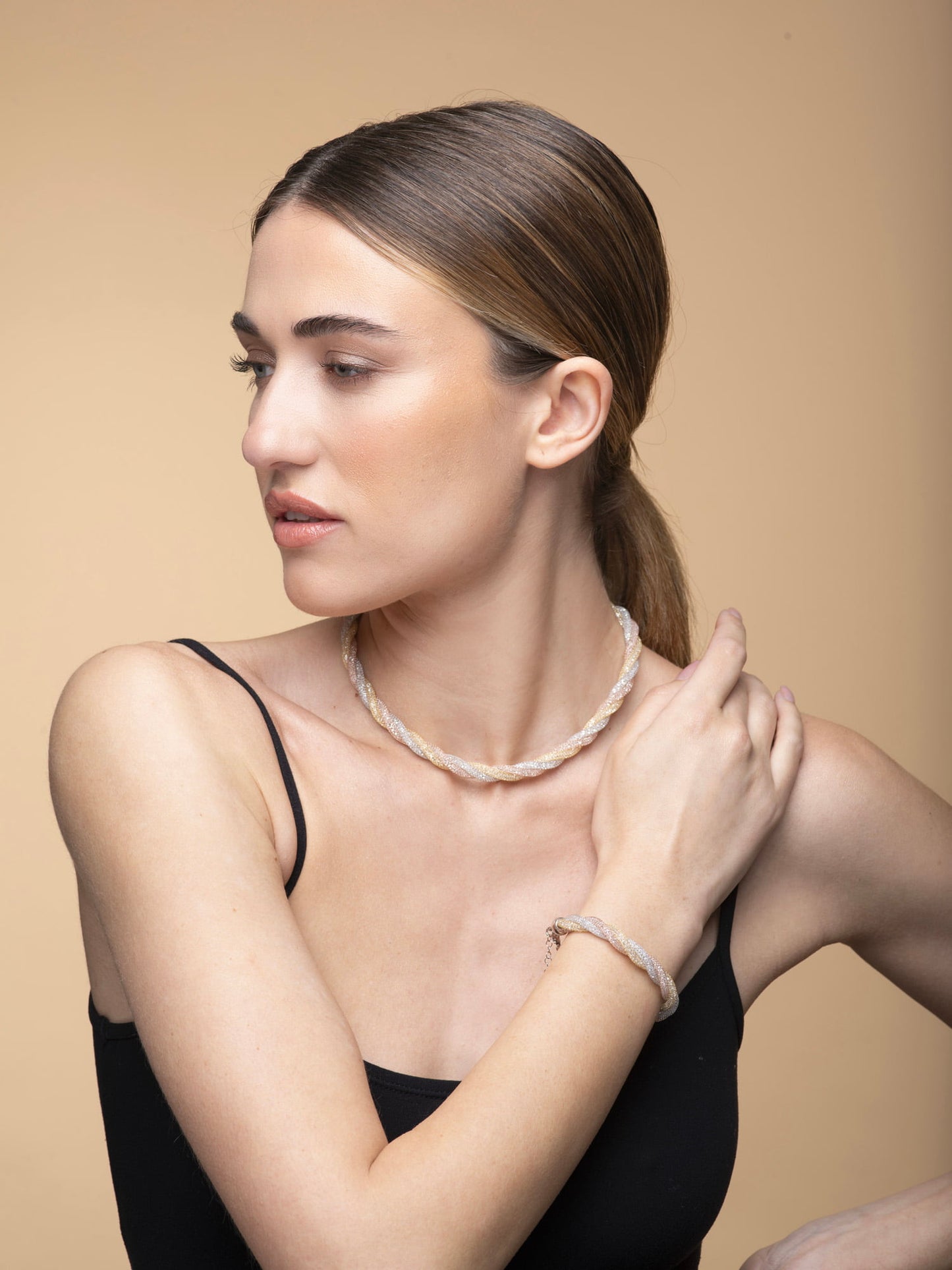 Bracelet “Crystal Torchon 3 Tubes” - tricolor