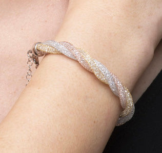 Bracelet “Crystal Torchon 3 Tubes” - tricolor