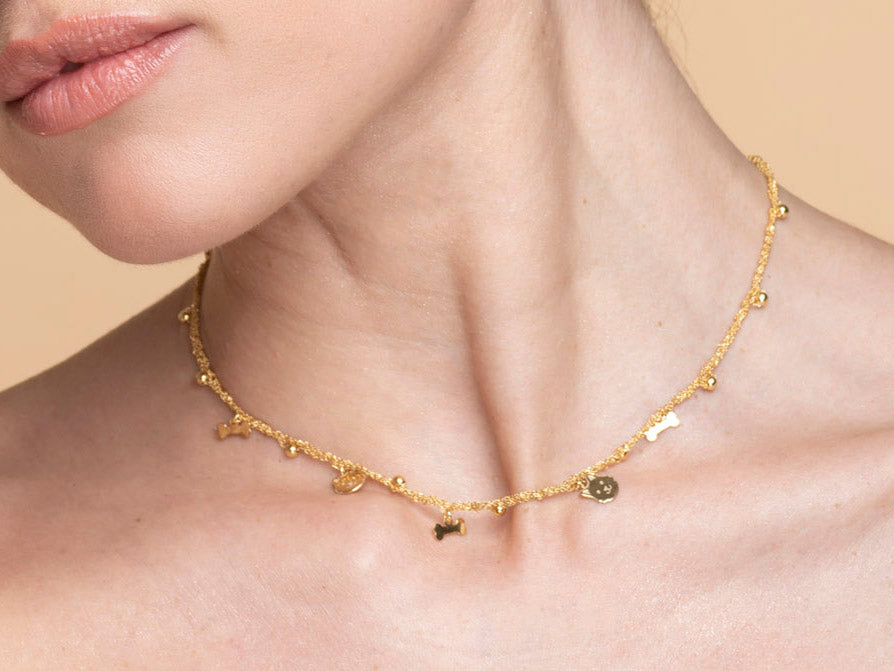 Necklace “Dog & Bone Charms” - 3 colors