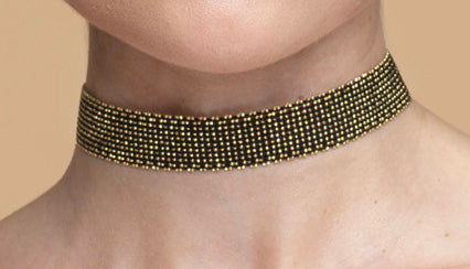 Collar “Texture” - Black & Yellow Gold plated