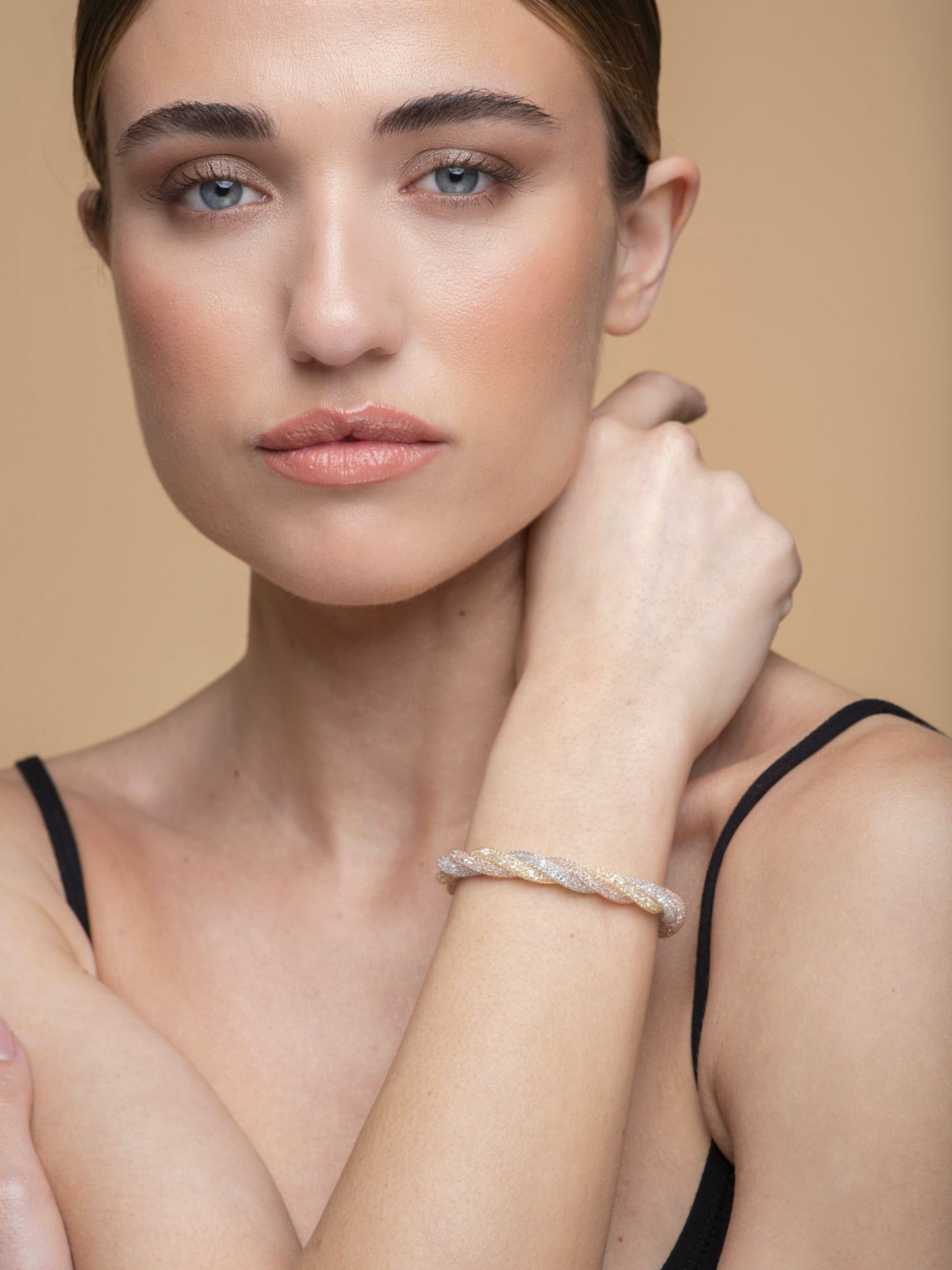 Bracelet “Crystal Torchon 3 Tubes” - tricolor