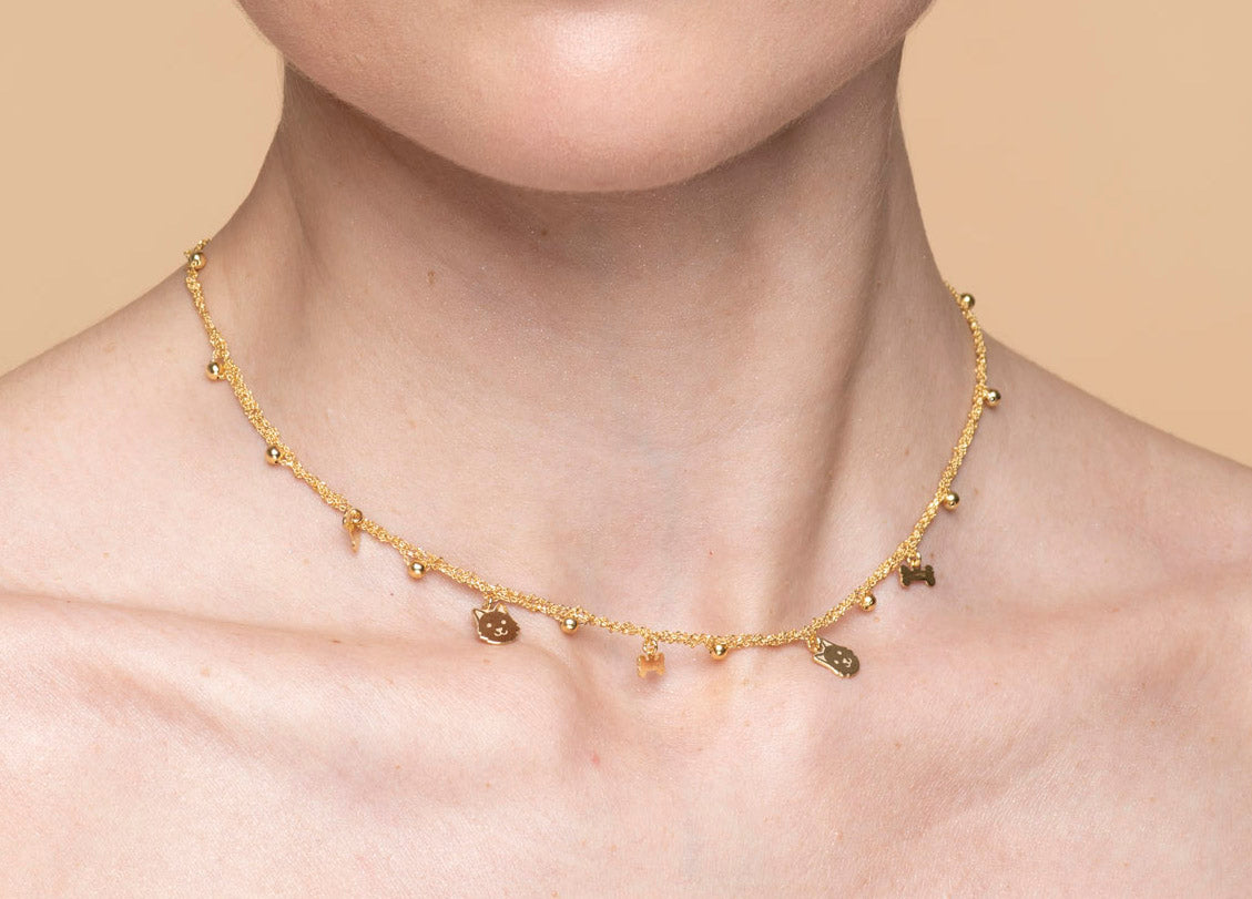 Necklace “Dog & Bone Charms” - 3 colors