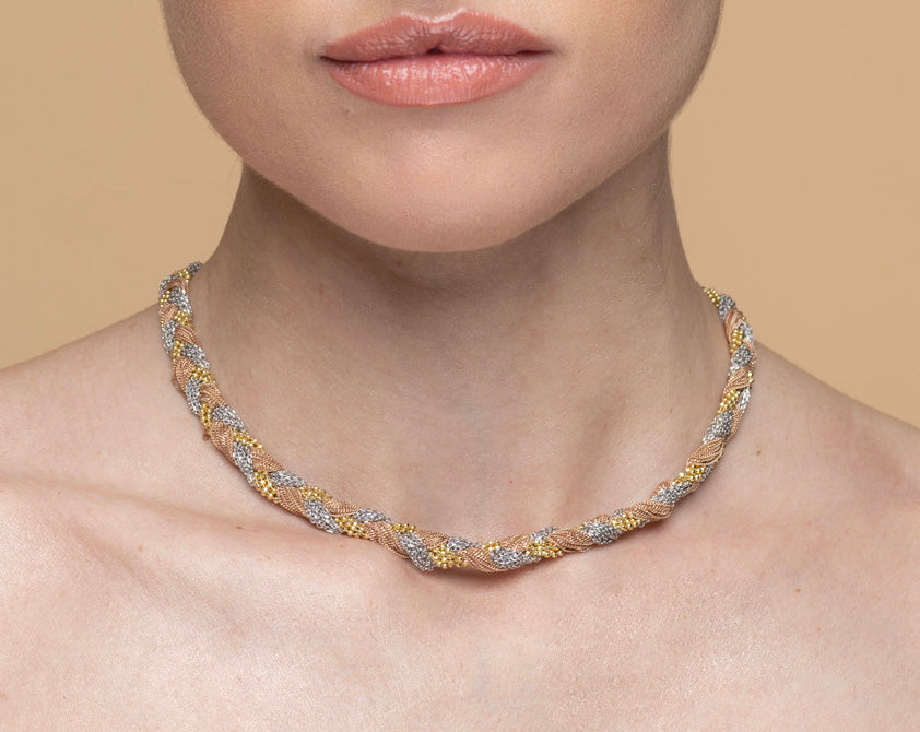 Necklace “Twist Big Braid” - tricolor