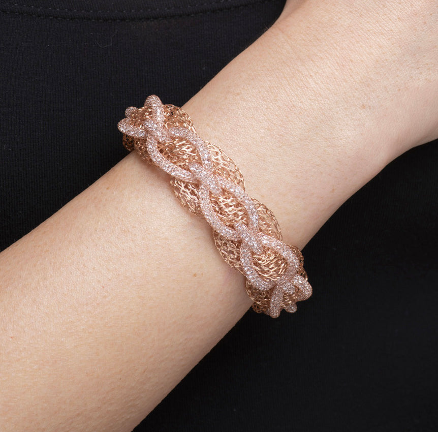 Bracelet “Jersey Memory Crystal” - pink gold