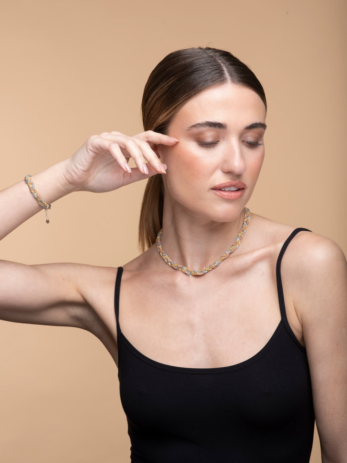 Necklace “Twist Big Braid” - tricolor