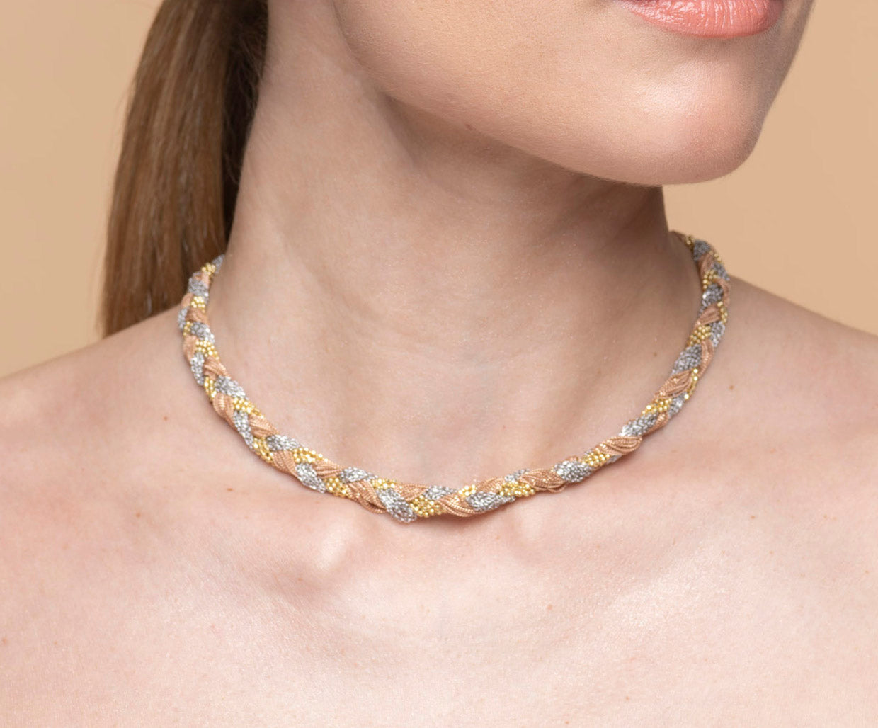 Necklace “Twist Big Braid” - tricolor