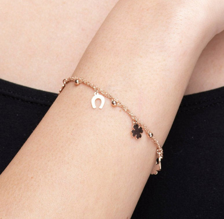 Bracelet “Clover & Horseshoe Charms” - 3 colors