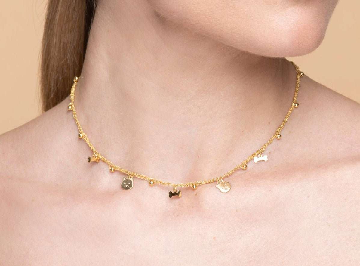 Necklace “Dog & Bone Charms” - 3 colors