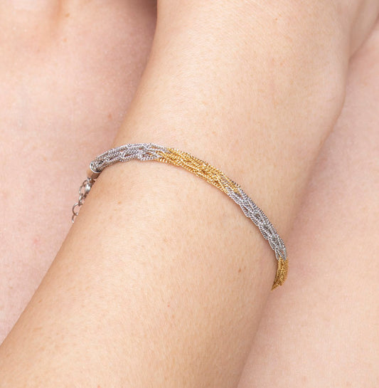 Handcrafted Silver Bracelet “Crochet Bicolor”