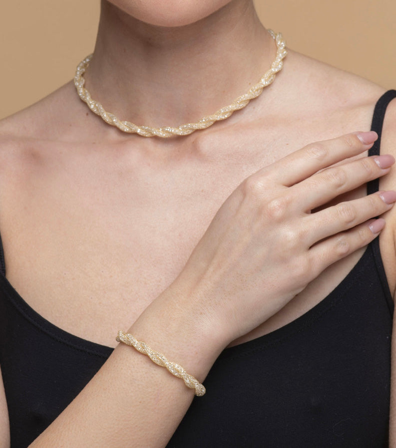 Bracelet “Crystal Torchon 2 Tubes” - 3 colors