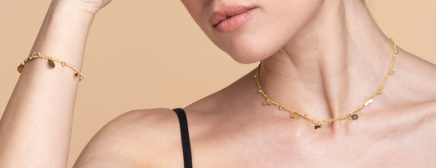 Necklace “Dog & Bone Charms” - 3 colors