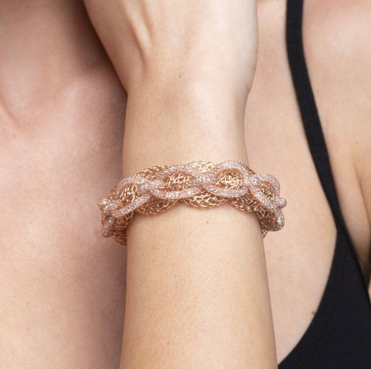Bracelet “Jersey Memory Crystal” - pink gold