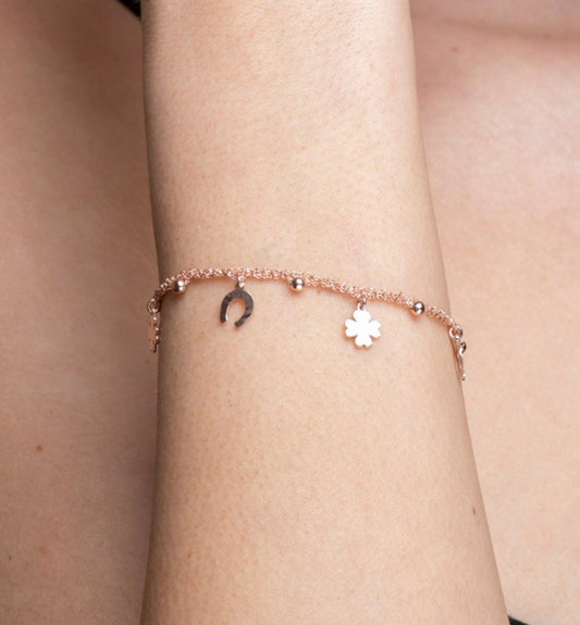 Bracelet “Clover & Horseshoe Charms” - 3 colors