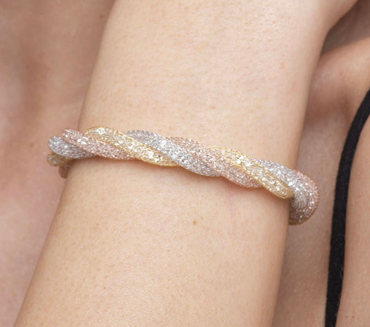 Bracelet “Crystal Torchon 3 Tubes” - tricolor