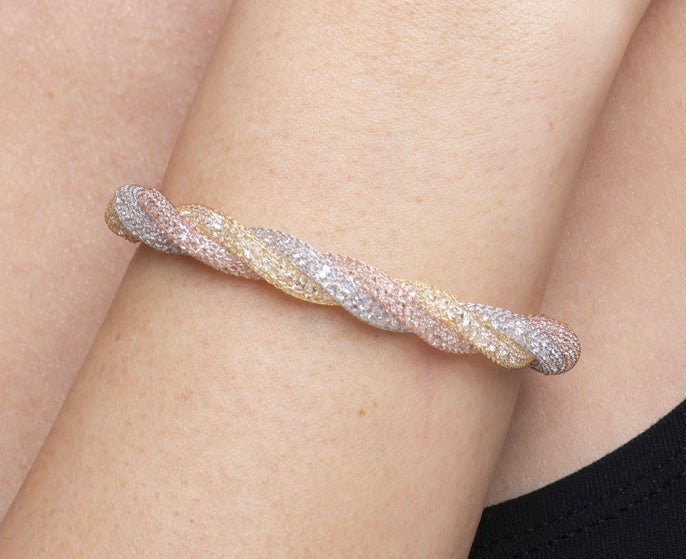 Bracelet “Crystal Torchon 3 Tubes” - tricolor