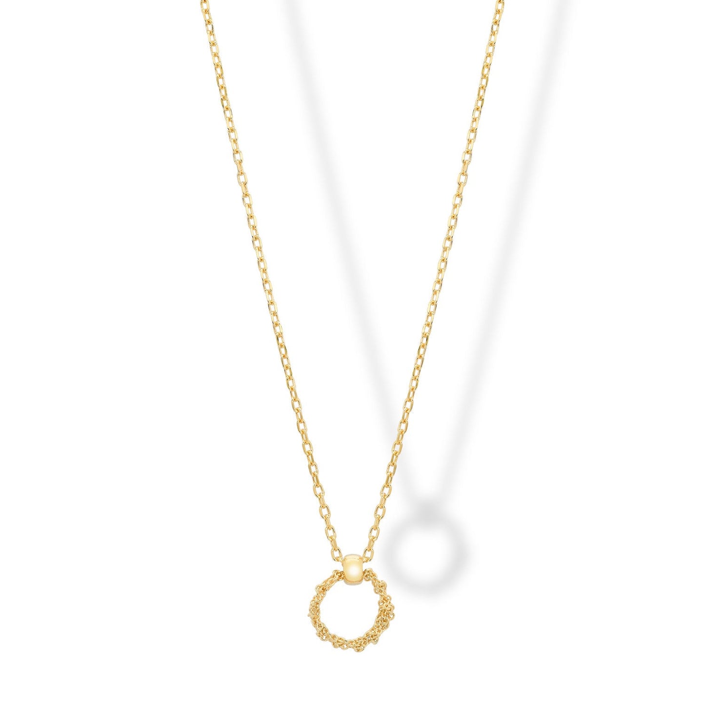 Minimalist handmade Italian 925 silver necklace with a central crochet ring, gold plated.