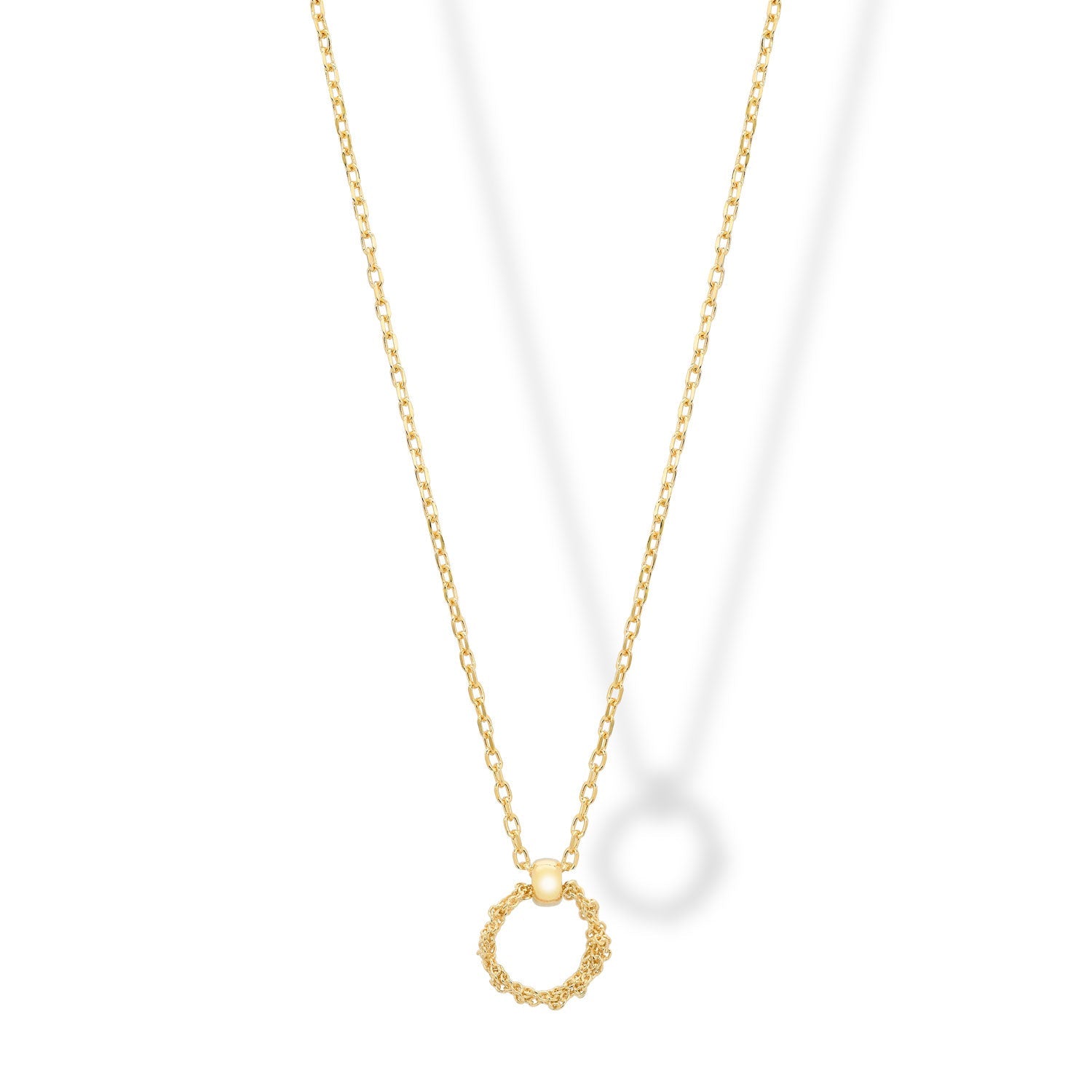 Minimalist handmade Italian 925 silver necklace with a central crochet ring, gold plated.