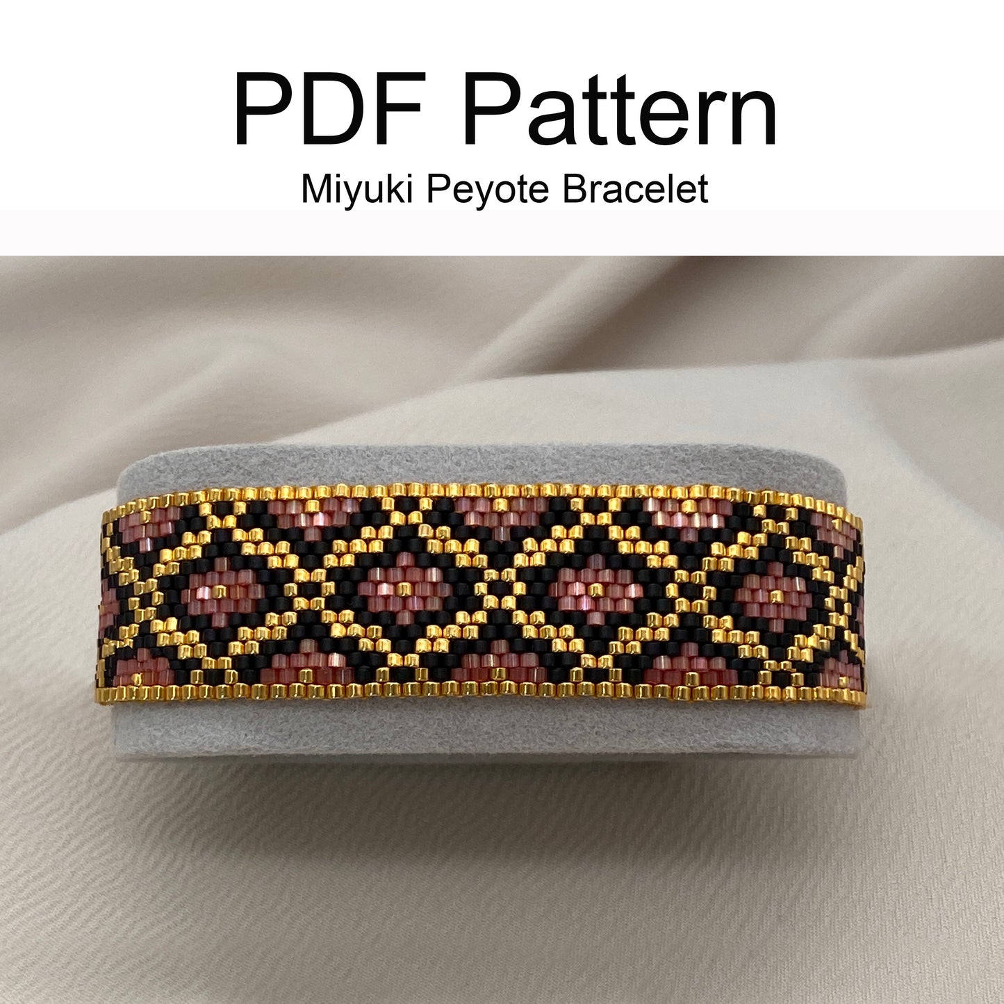 Miyuki Baroque Red Satin Narrow Bracelet Pattern (PDF file)