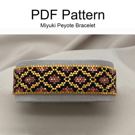 Miyuki Baroque Red Satin Narrow Bracelet Pattern (PDF file)