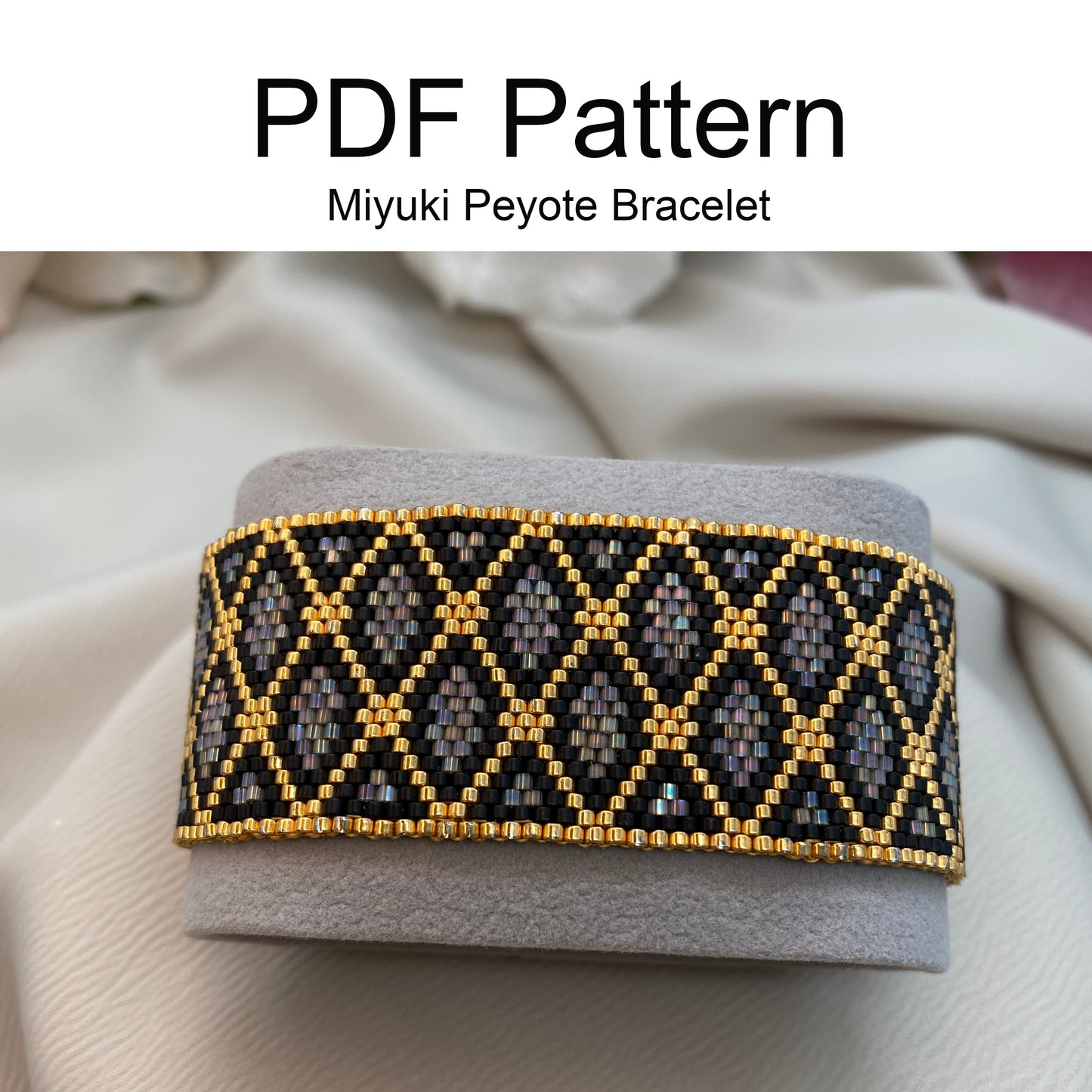 Miyuki Grey Monocolor Satin Bracelet Pattern (PDF file)