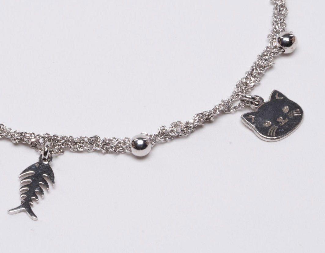 Necklace “Cat & Fishbone Charms” - 3 colors