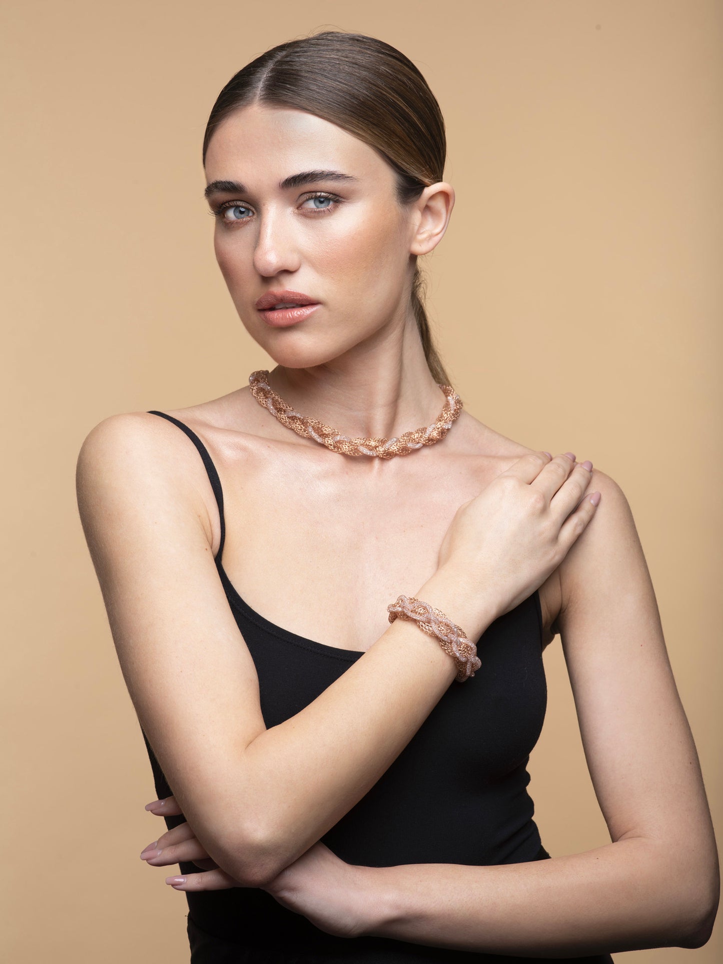 Bracelet “Jersey Memory Crystal” - pink gold