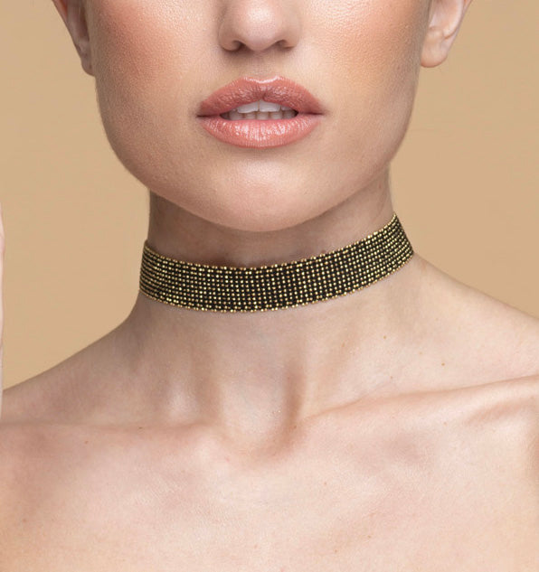 Collar “Texture” - Black & Yellow Gold plated