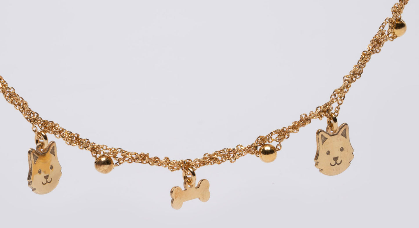 Necklace “Dog & Bone Charms” - 3 colors