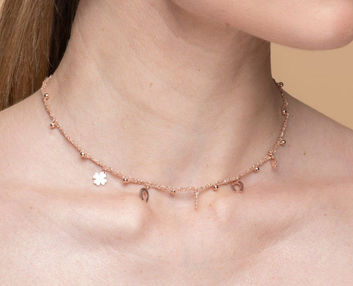 Necklace “Clover & Horseshoe Charms” - 3 colors