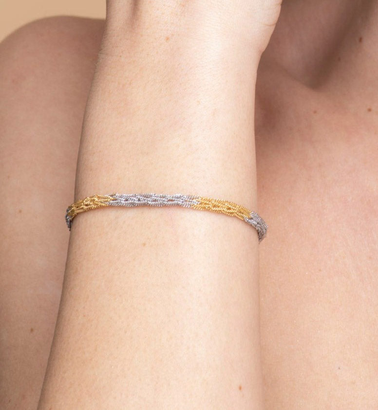 Handcrafted Silver Bracelet “Crochet Bicolor”