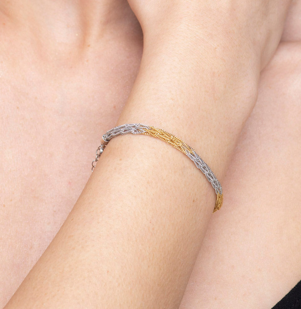 Handcrafted Silver Bracelet “Crochet Bicolor”
