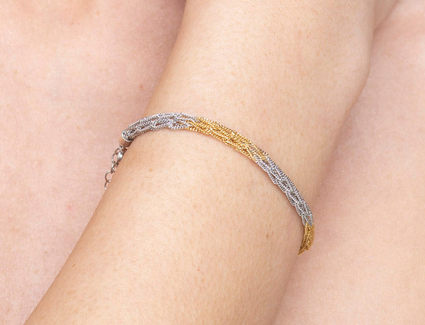 Handcrafted Silver Bracelet “Crochet Bicolor”