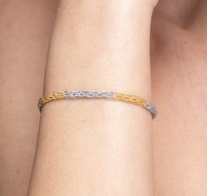 Handcrafted Silver Bracelet “Crochet Bicolor”