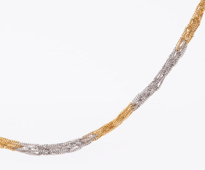 Handcrafted Silver Necklace “Crochet Bicolor”