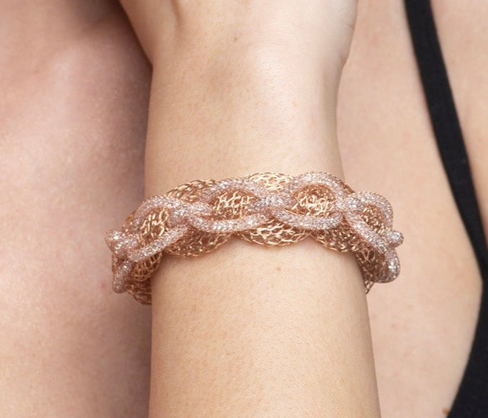 Bracelet “Jersey Memory Crystal” - pink gold