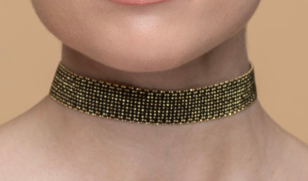 Collar “Texture” - Black & Yellow Gold plated