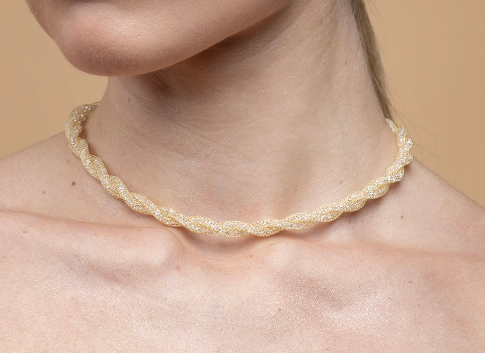 Necklace “Crystal Torchon 2 Tubes” - 3 colors