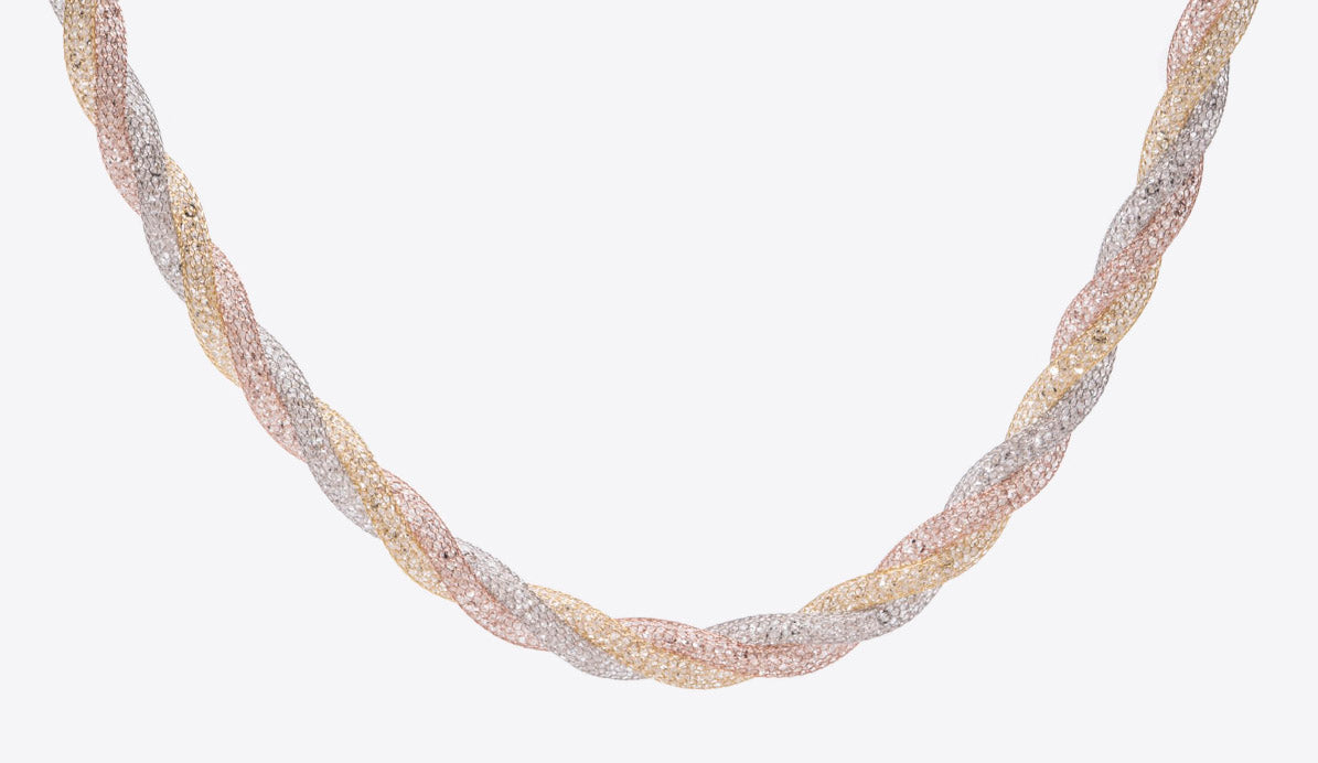 Necklace “Crystal Torchon 3 Tubes” - tricolor