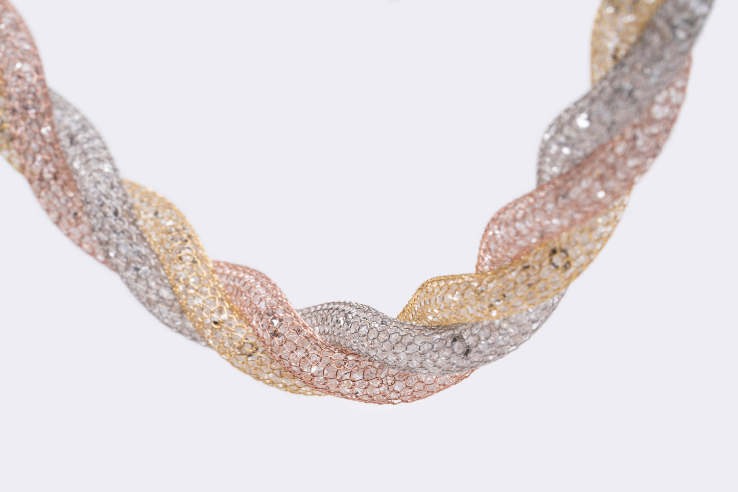 Necklace “Crystal Torchon 3 Tubes” - tricolor