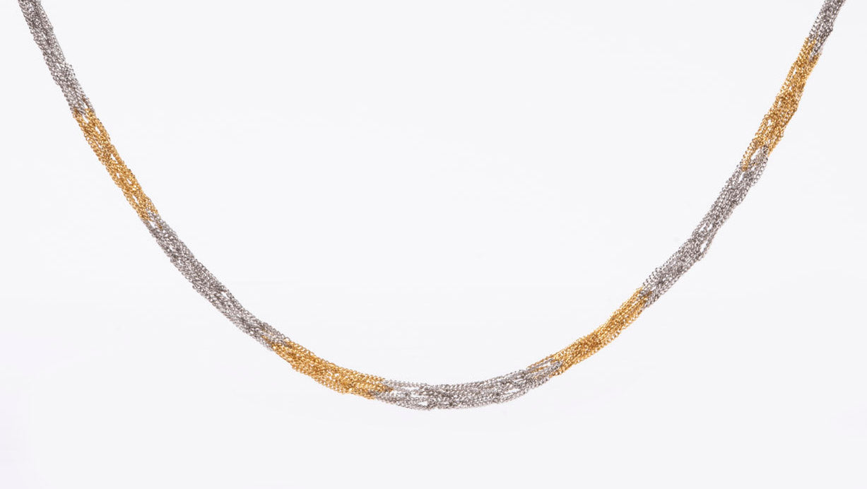 Handcrafted Silver Necklace “Crochet Bicolor”