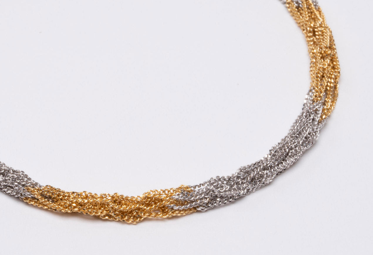 Handcrafted Silver Bracelet “Crochet Bicolor”