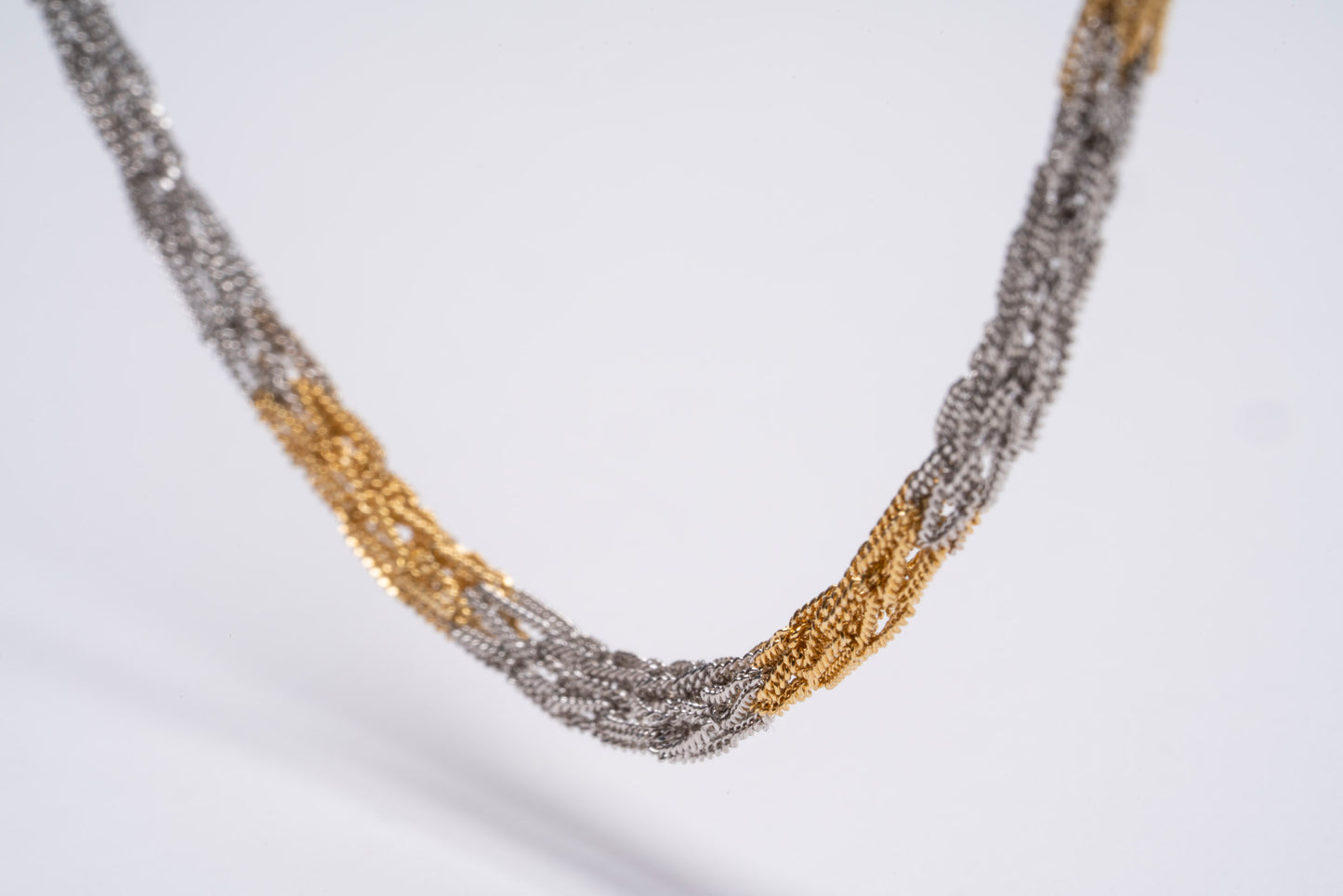 Handcrafted Silver Necklace “Crochet Bicolor”