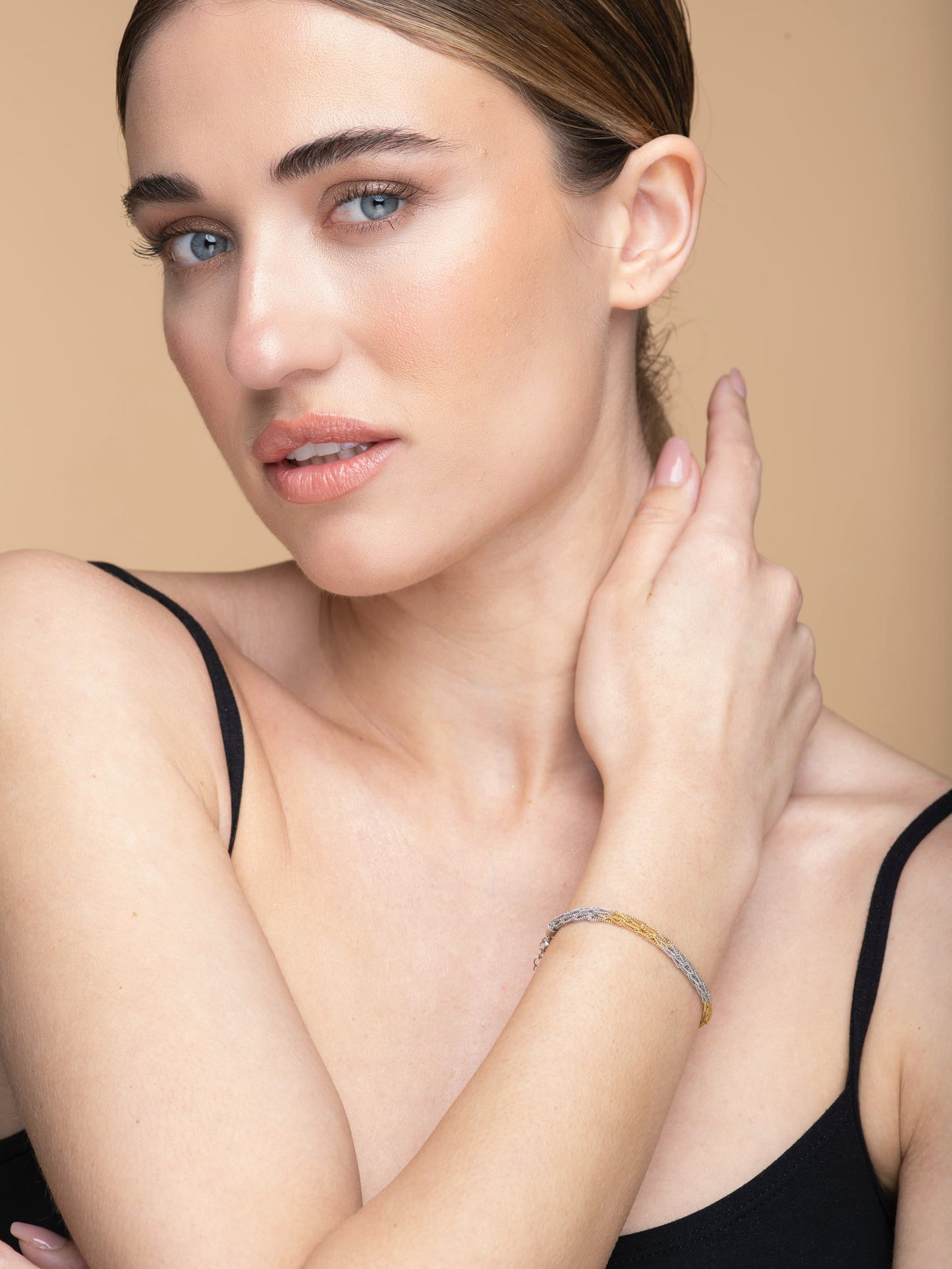 Handcrafted Silver Bracelet “Crochet Bicolor”