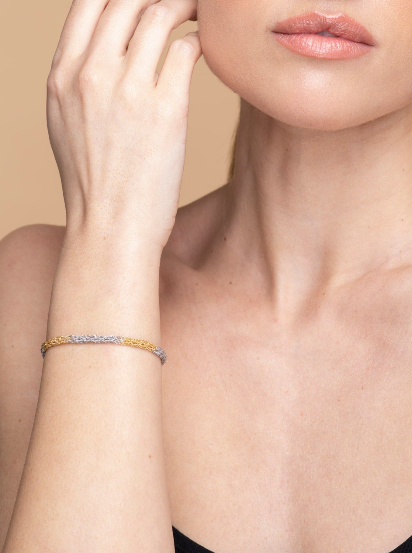Handcrafted Silver Bracelet “Crochet Bicolor”