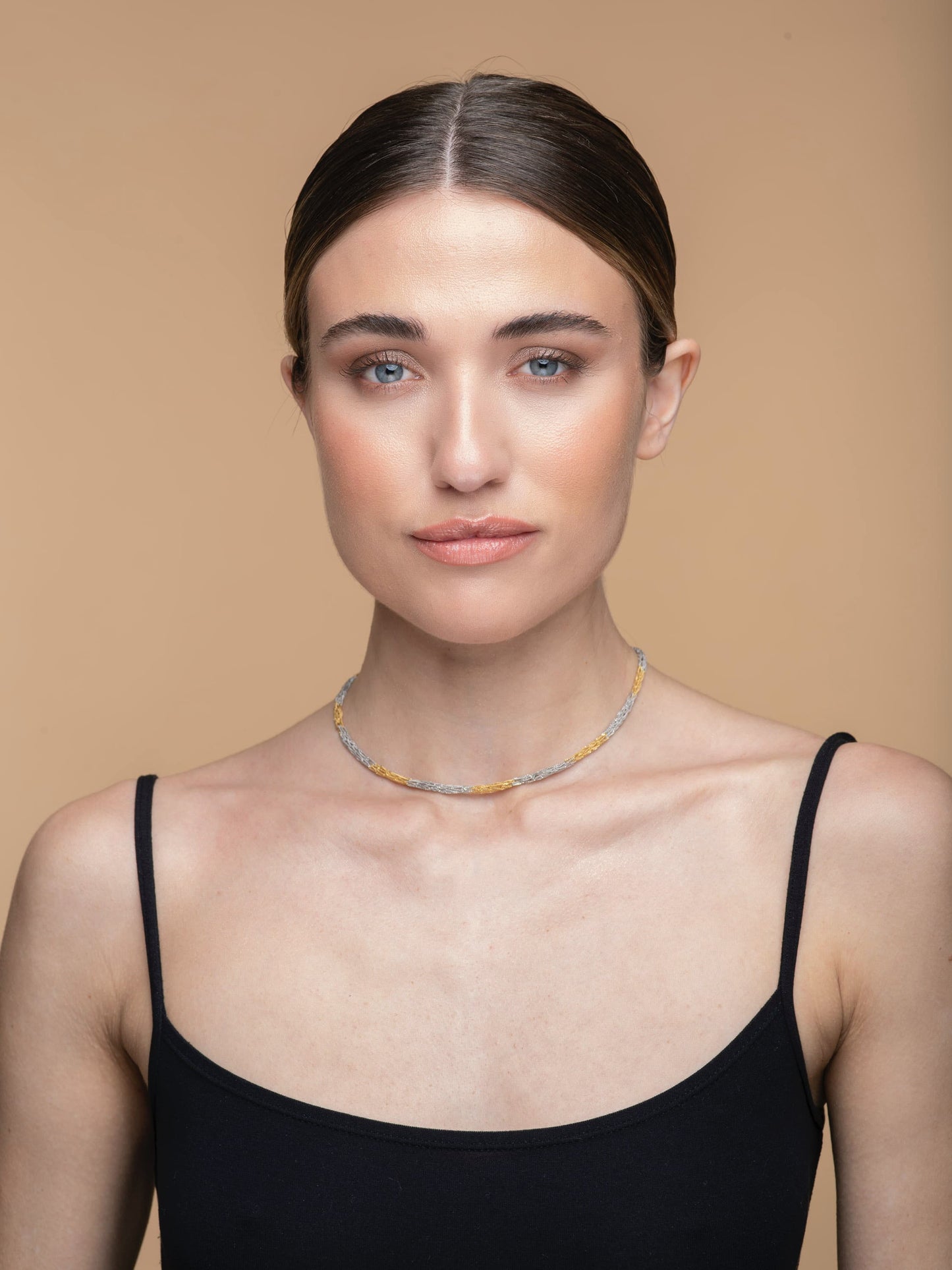 Handcrafted Silver Necklace “Crochet Bicolor”