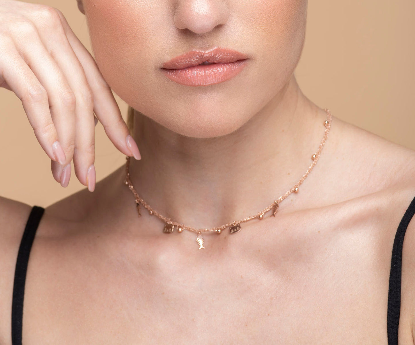 Necklace “Cat & Fishbone Charms” - 3 colors