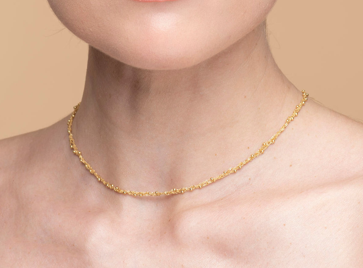 Handcrafted Necklace “Sparkle 0,25” with spheres - 3 colors